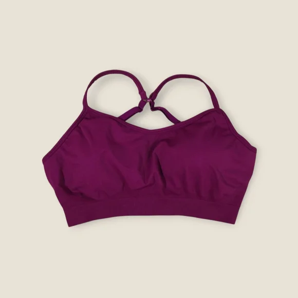 Athleta Renew Bra Size Medium Purple Burgundy Light Impact C Cup Yoga Pilates - Picture 2 of 7